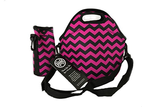 Insulated neoprene lunch bag tote & water bottle co…