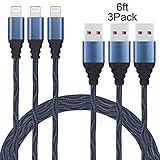 Sundix 3 Pack 6FT Nylon Braided Lightning to USB Cable Fast Sync Charging Cord for iPhone 7, 7Plus, 6s, 6, 6Plus, 6sPlus, iPhone 5s 5 5c SE, iPad, iPod and More