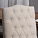 Christopher Knight Home Jolie Tufted Fabric Weathered Hardwood Dining Chairs, 2-Pcs Set, Beige