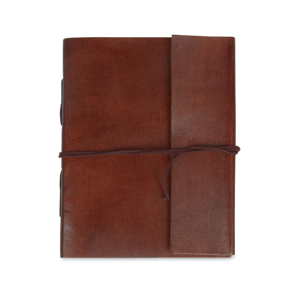 CamelFibre Journals Handmade Leather Journal Notebook with Unlined Paper, Vintage Travel Diary/Notepad for Women Men (7 x 10 Inches)