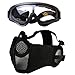 Outgeek Airsoft Mask, Lower Steel Mesh Mask Protective Half Face Mask UV Protection Glasses Comfortable and Cool Mask Goggles Set for Adult Men Women Children (Black-Type B)