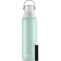 Brita Insulated Filtered Water Bottle with Straw, Reusable, Stainless Steel Metal, Glacier, 20 Ounce