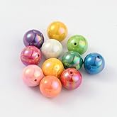 Ornazy 100Pcs 20mm Random Color Acrylic Round Beads Large Smooth Chunky Beads for Jewelry Making Necklace Crafting Supplies