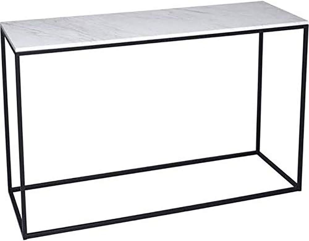 Homey Essense Metal & Marble Console Table Bedside Table for Home (White and Black)