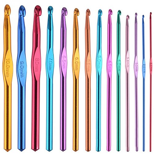 JZK 14x Aluminum Crochet Hooks Set Knitting Needles Weaving Tools Set, 2.0mm/2.5mm/3.0mm/3.5mm/4.0mm/4.5mm./5.0mm/5.5mm/6.0mm/6.5mm/7.0mm/8.0mm/9.0mm/10.mm, DIY Tools - Thumbnail 7