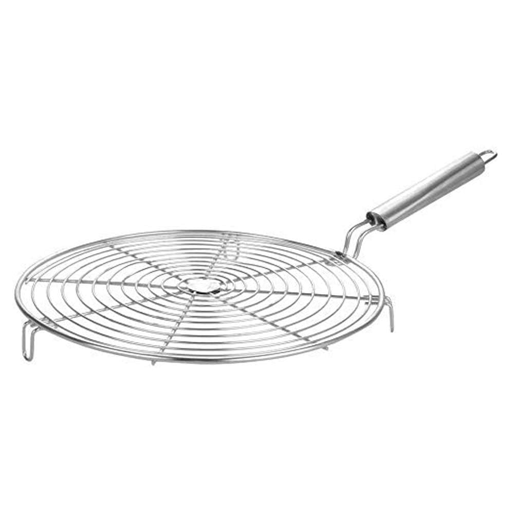 Entisia Papad Roaster Jali - Stainless Steel Roasting Grill Net Pan with Handle for Gas Stove, Multi-Purpose Round Wire Mesh BBQ Grill Rack for Cooking Phulka Roti, Paneer Tikka & Tandoori Chicken(08) 4