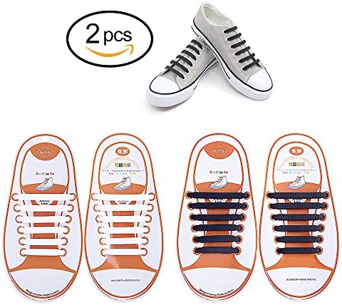 ZLF 2 Pack of Elastic No-Tie Shoelaces Waterproof Silicone Rubber Laces for Sneakers Athlets Casual Use Kids Black+White