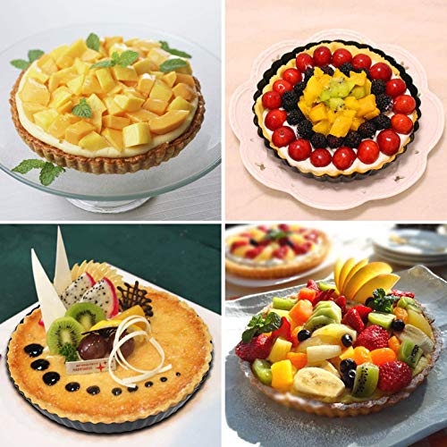 image for Heyeery 8.8 Inch High-carbon Steel Tart Pan with Removable Bottom, Pie