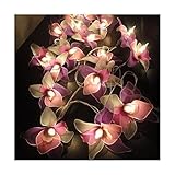Thai Vintage Handmade 20 White Pink Purple Orchid Flower Fairy String Lights Wedding Party Decor 3.5m