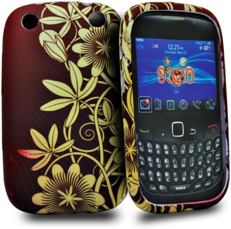 phonedirectonline - Brown flower design silicone gel case cover for Blackberry curve 9320