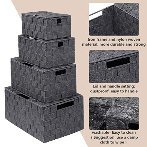 KEDSUM Woven Storage Baskets Boxes Bins, Black Storage Baskets with