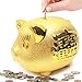 Mose Cafolo Gold Piggy Bank ~ We Wish You Wealth and Success Saving Box Piggy Bank Coin Bank for Home Decor, Holiday and Birthday Gift