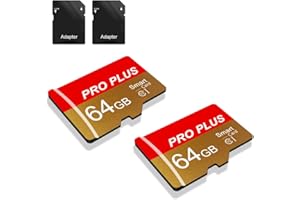 BLIKSEM 2 Pack SD Card 64GB with SD Adapter, High Speed Memory Card, UHS-I C10 A1 Memory TF Card for Tablet/Mobile Phone/Camera/Car Audio/Game Console (TF162 Red Gold 64 GB)