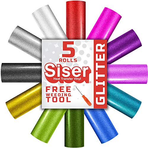 Siser Easyweed Glitter Heat Transfer Vinyl 5-Sheet Multi-Color 12