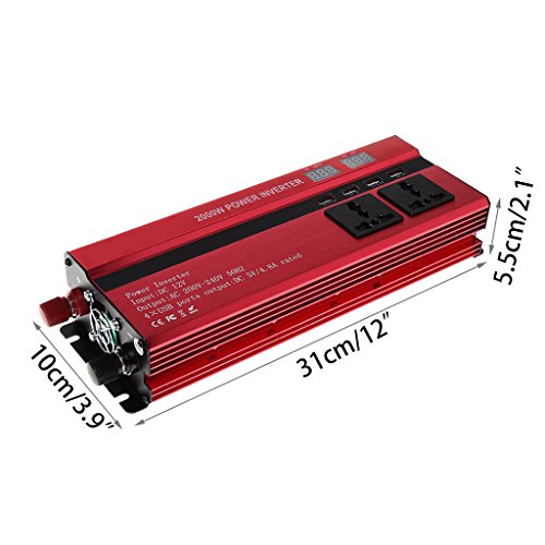 Xumeili 2000W WATT Peak Car LED Power Inverter DC 12V To AC 220V 4 USB Converter Charger - Thumbnail 3