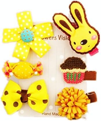Korean Cartoon Hair Clips And Bows Sets For Toddlers Baby Girls Claw Snaps Small (Yellow-bunny)