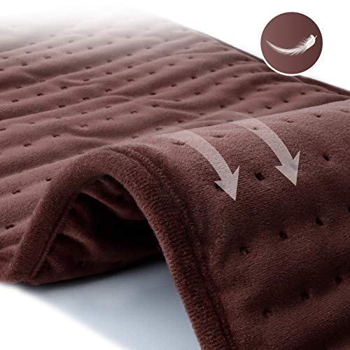 Upgraded Heating Pad for Pain Relief, Comfytemp Large Electric Heat Pad with 9 Heat Setting, Stay on, 5 Auto-Off Timers, Super Soft Flannel for Cramps, Back, Neck and Shoulder, 12 x 24 Inch - Washable