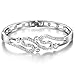 Menton Ezil Love Encounter Crystals Bangle Bracelets White Gold Plated Adjustable Hinged Jewelry