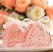 50pcs Party Wedding Favor Candy Box With Ribbon Laser Cut Rose Flower Chocolate Gift Boxes Bonbonniere for Birthday Bridal Shower Valentine’s Day Christmas Decoration (Pink)