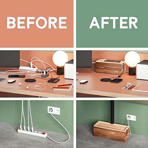 NATURE SUPPLIES Wood Cable Management Box Dark Brown [Set of Two