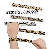 Fun Express Animal Print Slap Bracelets - Assorted 12 Pack