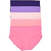 Felina Womens 5 Pack Pima Cotton Wide Waistband Hipster