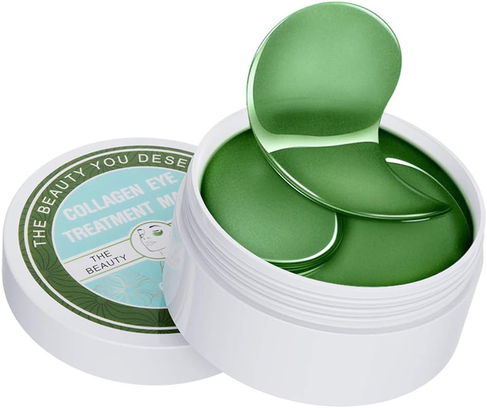 Under Eye Patches Teamyo Collagen Eye Masks,Reduce Dark Circles & Puffiness Eliminate Eye Bags, Natural Eye Treatment Masks with Anti Wrinkles & Anti Aging, Moisturizer Deeply, 30 Pairs-Green