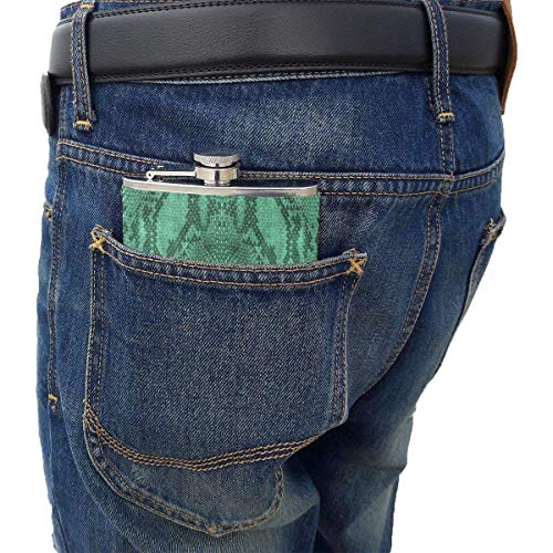 51wHKJv6PfL Patrón de piel de serpiente con estampado de serpiente negro verde portátil de acero inoxidable petaca 8 oz para acampar… Patrón de piel de serpiente con estampado de serpiente negro verde portátil de acero inoxidable petaca 8 oz para acampar… - Imagen 6