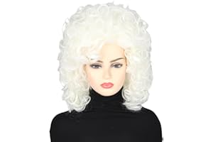 Topcosplay Women Wigs Platinum Blonde Curly Beehive Bouffant Wigs Halloween Costume Wig