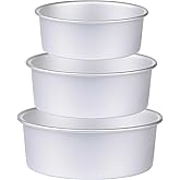 HomeMall Round Cake Pan Set of 3 (6 x 3 inch/8 x 3 inch/10 x 3 inch), Aluminum Baking Pans for Layer Cakes, Heavy Duty Non-Stick, Evenly Baking Tools for Home Kitchen, Birthday Wedding Anniversary