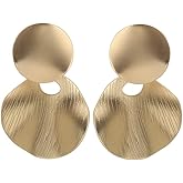Matte Gold Dangle Earrings for Women Big Drop Earrings Long Geometric Statement Earrings for Women
