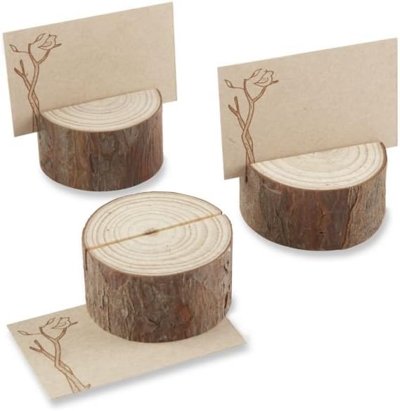 Rustic Wood Place Card Holder Set of 4 Style 22025NA