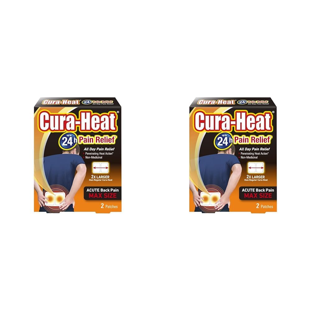 Cura-Heat Back Pain MAX Size 2 Patches (Pack of 2)