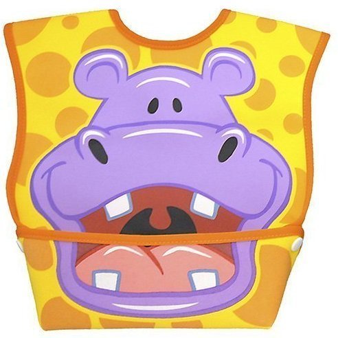 Dexbaby Big Mouth Hippo Leak-Proof Dura Bib w/ Catch-All Pocket - Large | 6 months +