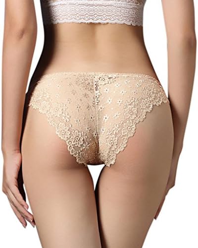 Ocesky Hot Fashion Women Underwear Sexy Lace Transparent Low Waist Hollow T Back Panties (Skin, L)