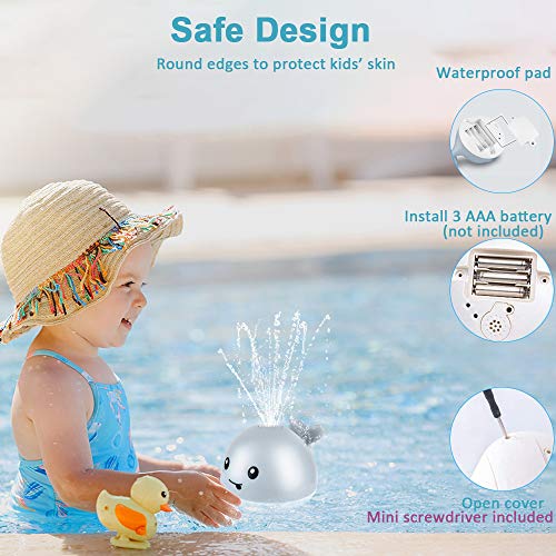 Baby Bath Toys for Toddlers Infant, Whale Water Spray Toys for Kids, LED Light Up Bathtub Shower Toys Squirt Toy Sprinkler Bath Toy, Lovely Baby Shines Pool Toy - Gray