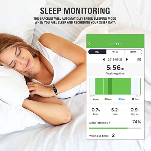 Fitness Tracker Watch Waterproof for Women with Blood Pressure Monitor, TOP-MAX Heart Rate Monitor Activity Tracker Watch,Smart Wristband Watch with Calorie Counter,Pedometer, Sleep Monitor,Black - Thumbnail 3