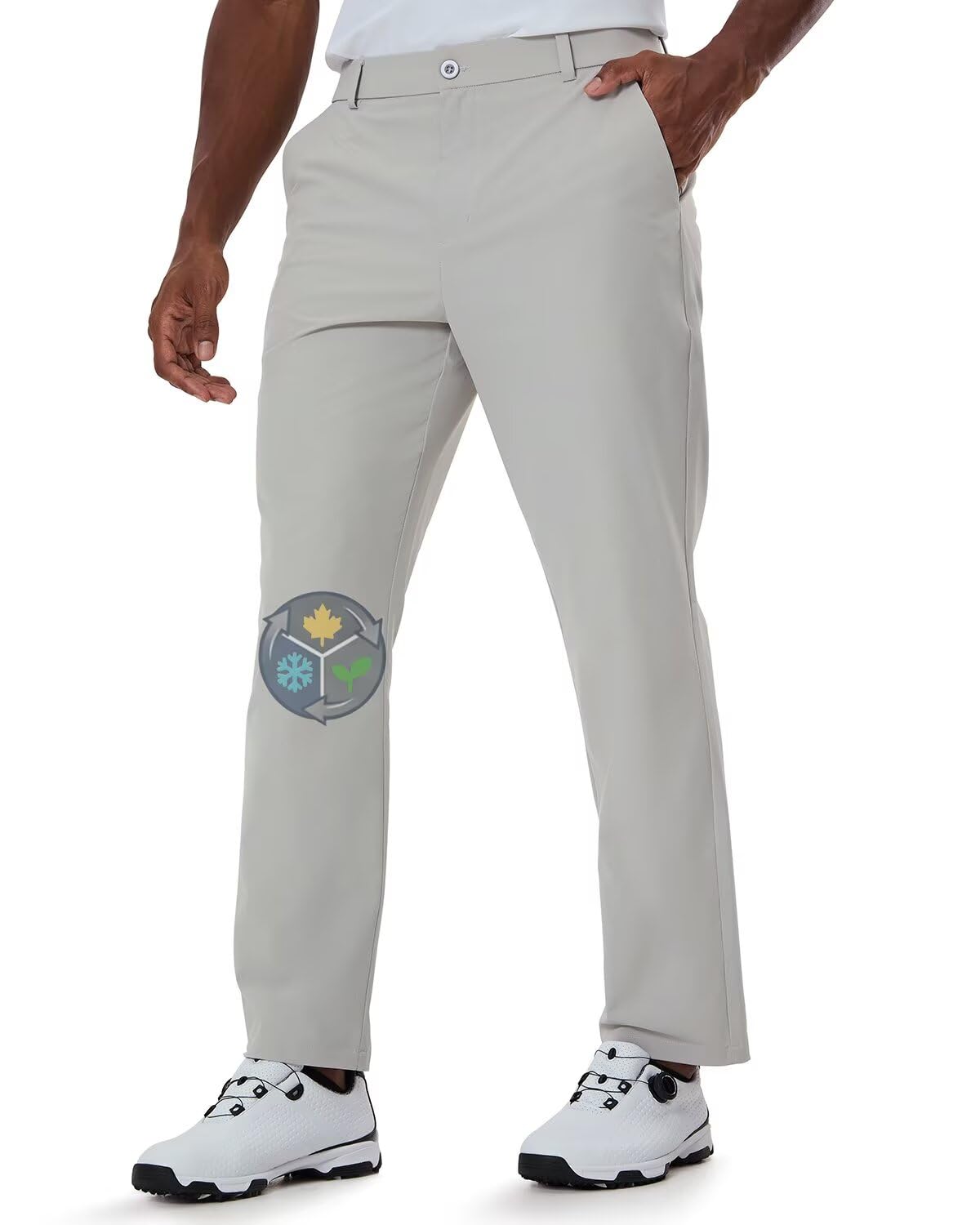 SNOWTEN Men's Midweight Stretch Dress Pants, Classic Fit Work Slacks, Quick-Dry Water-Repellent, 4 Pockets Light Grey 28w × 30L Image