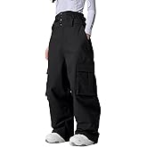 SnowElve Womens Ski Pants Mens Waterproof Insulated Baggy Snow Pants Loose Cargo Pants Snowboard Pants Winter Outdoor