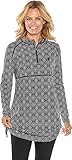 Coolibar UPF 50+ Women's Ruche Swim Shirt - Sun Protective (X-Large- Black Diamond Tile)