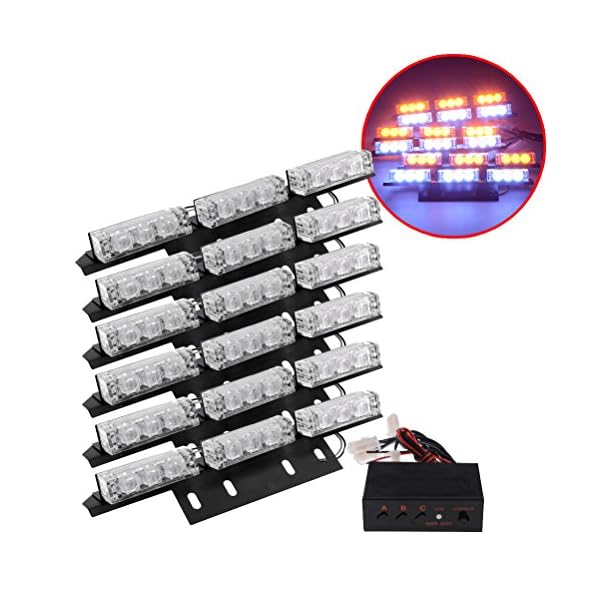 3-Flashing-Modes-Amber-White-54-LED-Warning-Hazard-Construction-Strobe-Light-Control-Module-Mounting-Bracket-Bar-Pickup-Truck-SUV-Boat-Set-of-6 3-Flashing-Modes-Amber-White-54-LED-Warning-Hazard-Construction-Strobe-Light-Control-Module-Mounting-Bracket-Bar-Pickup-Truck-SUV-Boat-Set-of-6