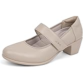 VJH confort Women's Mary Jane Pumps Low Block Chunky Heel Round Toe Dress Work Comfortable Shoes