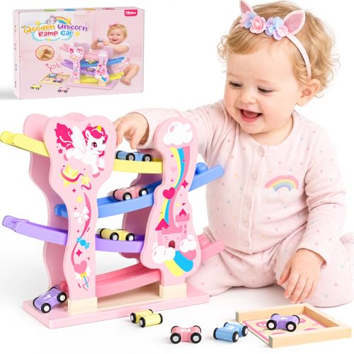 Toyzey Unicorn Montessori toys ages 1 2 3 years old car toy ball track
