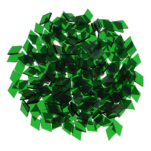 MagiDeal Triangle/Square/Rhombus Clear Glass Mosaic Tiles Tessera for Mosaic Making DIY Hobbies Art Crafts Supplies Various to Choose - green, 10mm x 10mm rhombus - Thumbnail 3