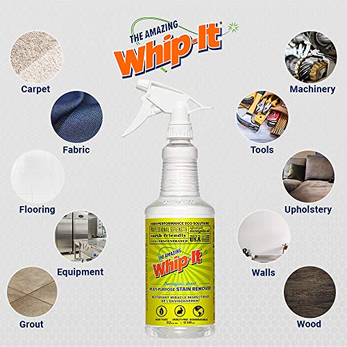 Whip-It Multi-Purpose Stain Remover - 32oz - Plant-Based with All 6 Enzymes - All Natural - Made in USA