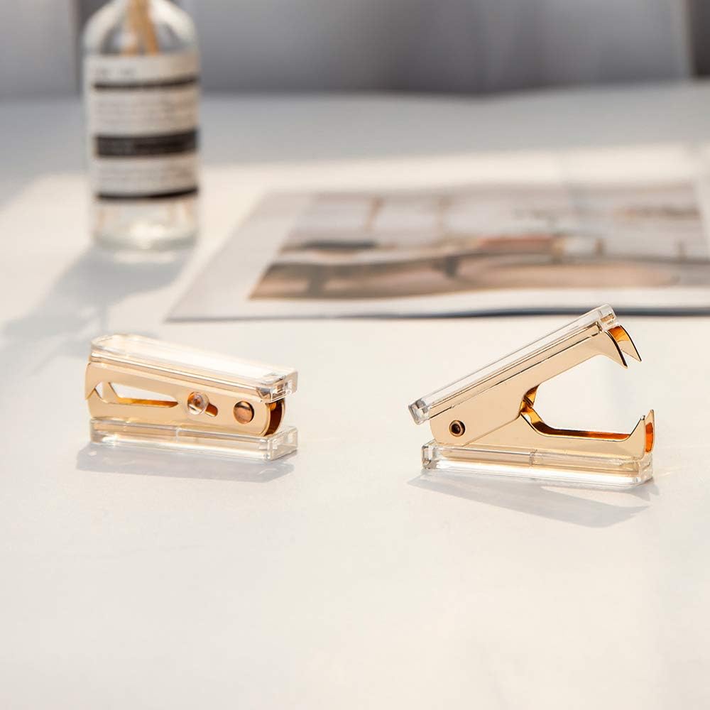 SIRMEDAL Chic Ultra Clear Acrylic and Gold Staple Remover for Office School Home, Desk Accessories. : Office Products