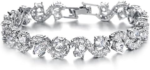 Gemsuki Platinum Plated Swarovski Elements Cubic Zirconia Bracelet DS931 (White)