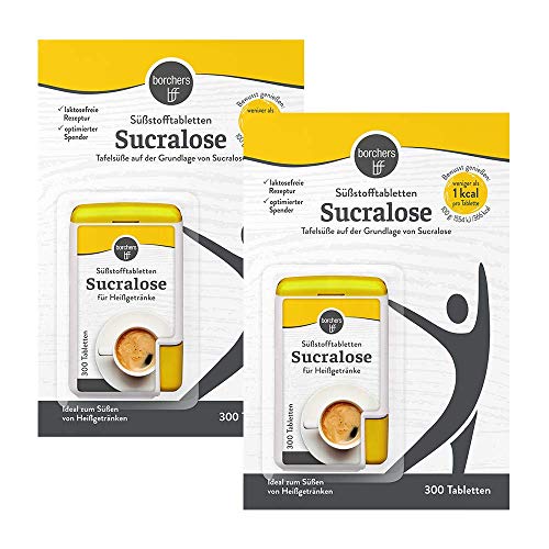 BORCHERS Sucralose SüÃstofftabletten, TafelsüÃe 2x 300 Tabletten, Sucralose-Zucker-Mischung, kalorienarm, praktischer Spender, SüÃungsmittel, Zuckeralternative