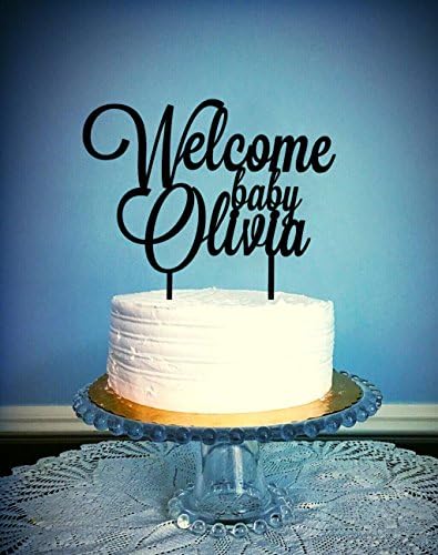 Personalized Welcome Baby with Deer Antlers Baby Shower Cake Topper.