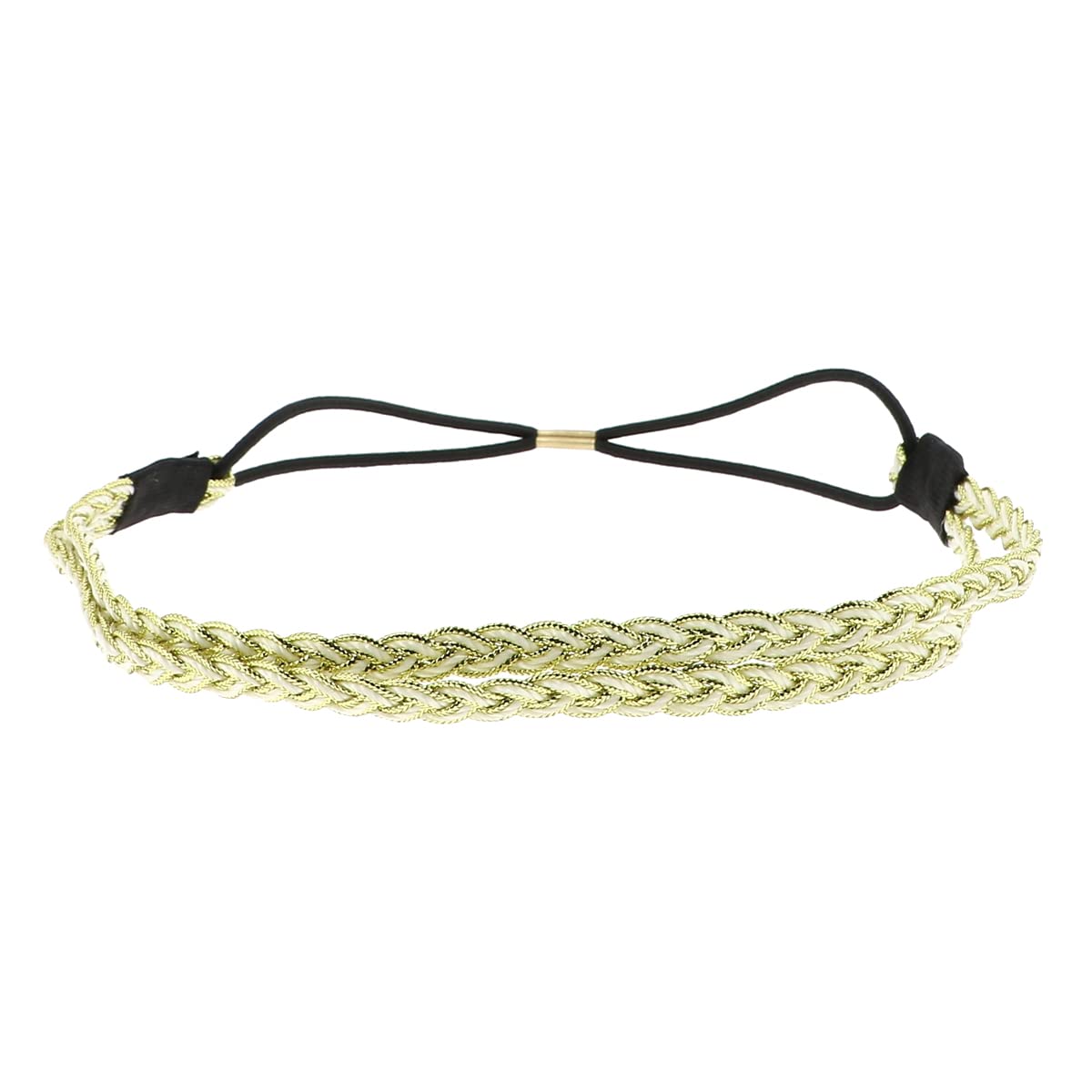 Diadema Mujer Dorada Brillante - Original Diadema Doble Trenzada - Goma Elástica Fina Tamaño Único - Diadema para Boda o Fiesta - Vintage y Retro Bohemio, Look Hippie Chic